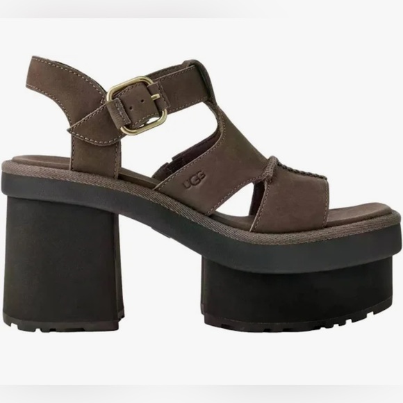 UGG New Heights Platform T-Strap Suede Sandals womens 9.5 ✨NWOT - Picture 1 of 5
